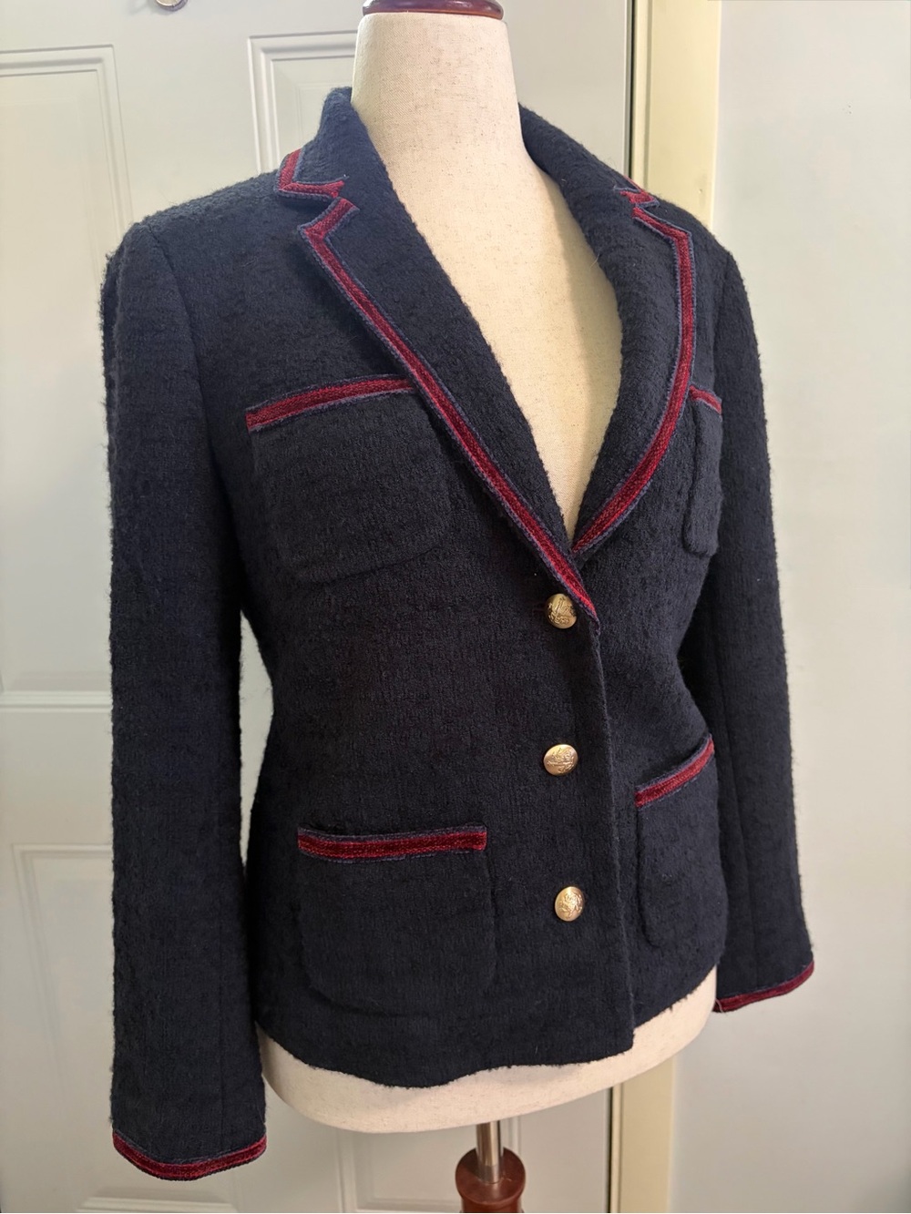 Talbots Piped Tweed Blazer Jacket